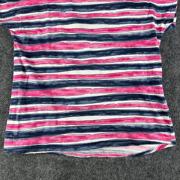 Chicos Weekends Top Womens Medium Stripe Cotton Stretch Tee Short Sleeve Pullove - Picture 2 of 8